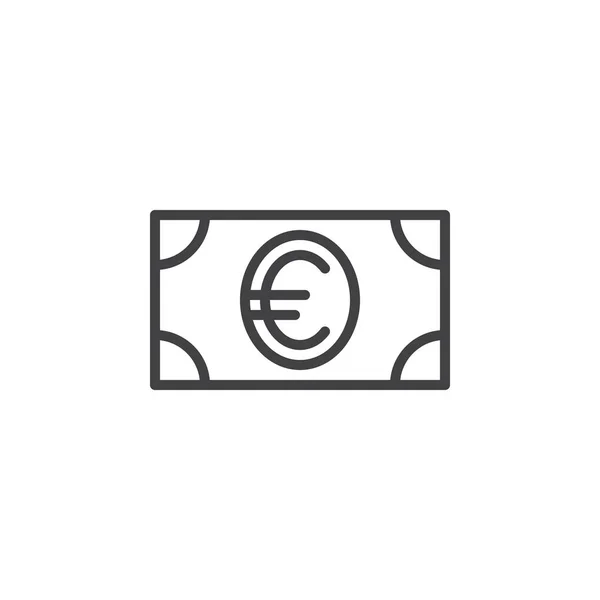 Dinero Billete Euros Icono Línea Signo Vectorial Contorno Pictograma Estilo — Vector de stock