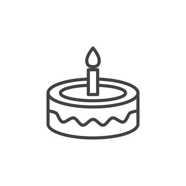 花式生日蛋糕线图标 轮廓矢量符号 线性风格象形文字隔离在白色 徽标插图 可编辑的笔画 像素完美 — 图库矢量图片