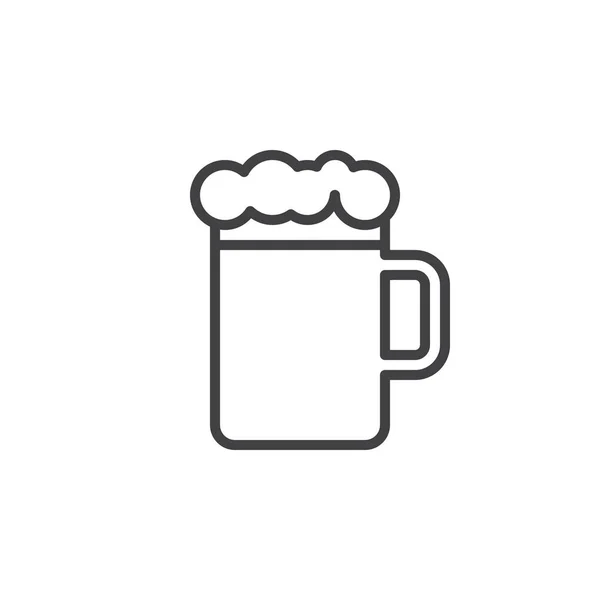 啤酒杯与泡沫线图标 概述向量标志 线性样式象形图查出在白色 酒吧符号 徽标插图 可编辑的笔画 像素完美 — 图库矢量图片