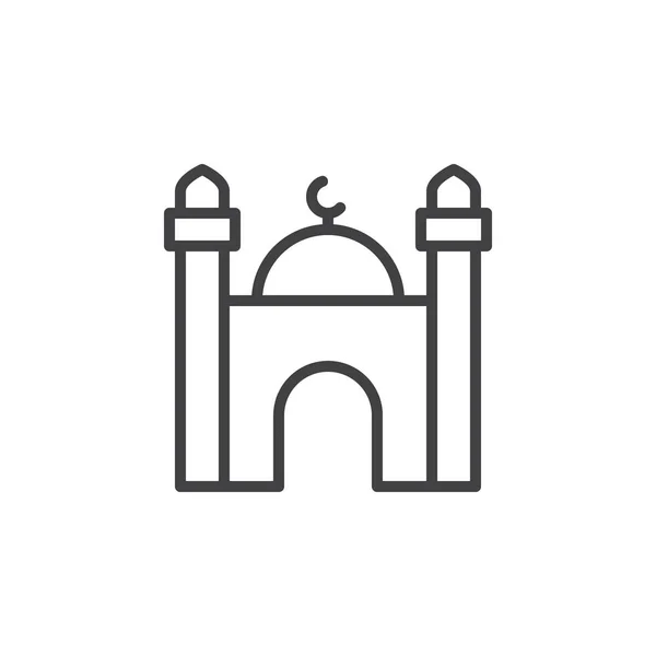 Moschee Liniensymbol Umrissvektorzeichen Lineares Piktogramm Isoliert Auf Weiß Symbol Logoabbildung — Stockvektor