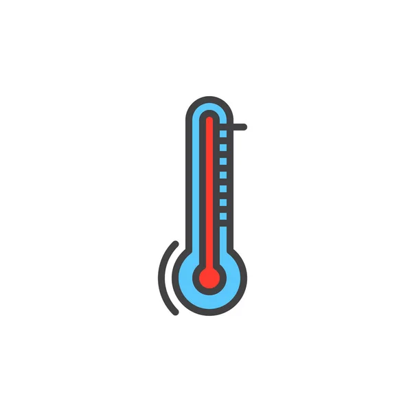 温度计 充满温度的轮廓图标 线矢量符号 线性五颜六色的象形图 徽标插图 像素完美 — 图库矢量图片