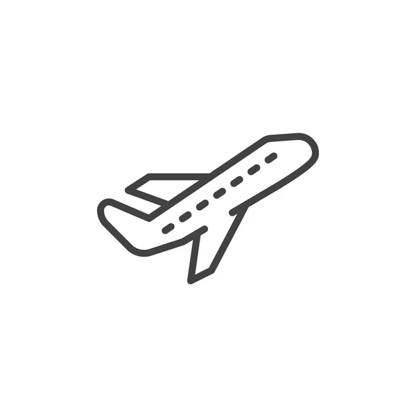 Icône Décollage Avion Panneau Vectoriel Pictogramme Style Linéaire Isolé Sur — Image vectorielle