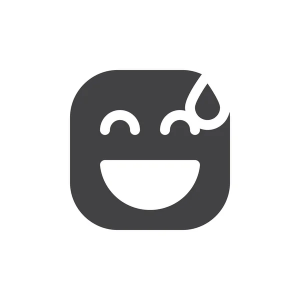 Lachende Gezicht Met Open Mond Cold Sweat Emoji Glyph Pictogram — Stockvector