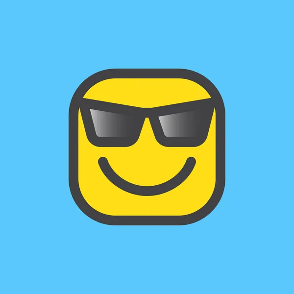 Cara Sonriente Con Gafas Sol Emoji Fresco Icono Contorno Lleno — Vector de stock