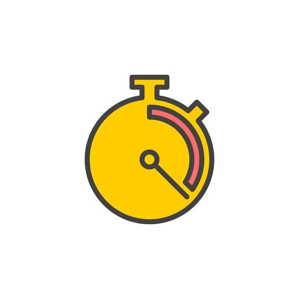 Stopwatch Ikon Garis Kronometer Tanda Vektor Yang Terisi Piktogram Berwarna - Stok Vektor