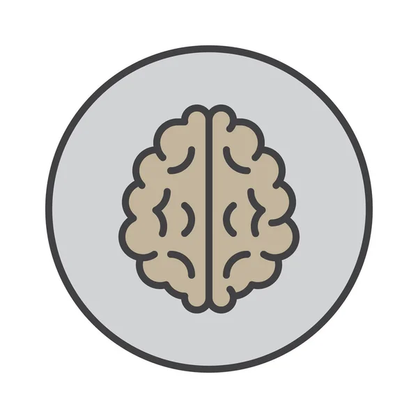 Icône Contour Remplie Cerveau Signe Vectoriel Coloré Rond Pictogramme Plat — Image vectorielle