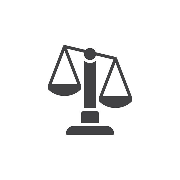 Scales, libra icon vector, filled flat sign, solid pictogram isolated on white. Symbol, logo illustration. Pixel perfect