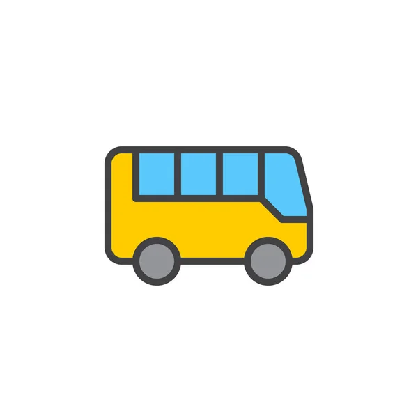 Заполненная Автобусом Иконка Контура Цветной Векторный Знак Линии Пиктограмма Линейного — стоковый вектор