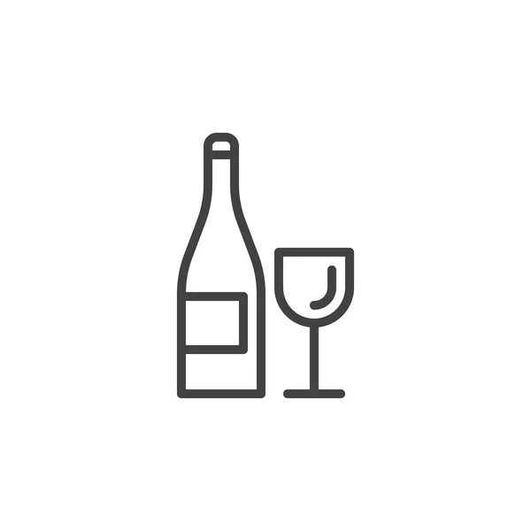 Botella Vino Icono Línea Vidrio Signo Vector Contorno Pictograma Estilo — Archivo Imágenes Vectoriales