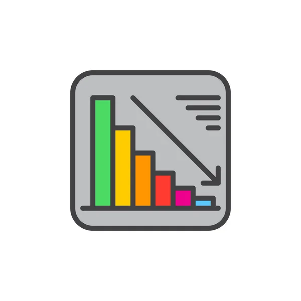 Diagrammet Går Ner Fylld Kontur Ikon Negativ Dynamisk Vector Tecken — Stock vektor