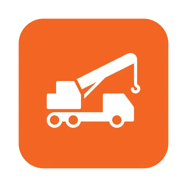 Mobile Telescopic Truck Mounted Crane Flat Icon Filled Vector Sign — Stock Vector