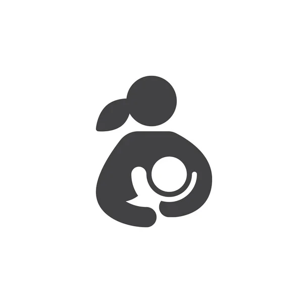 母乳で育てる女性彼女の子のアイコン ベクトルはフラット記号 白で隔離固体のピクトグラムをいっぱい シンボル ロゴの図 ピクセル完璧 — ストックベクタ