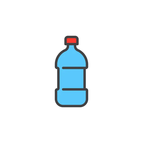 Botella Plástico Del Icono Del Contorno Lleno Agua Signo Vector — Archivo Imágenes Vectoriales