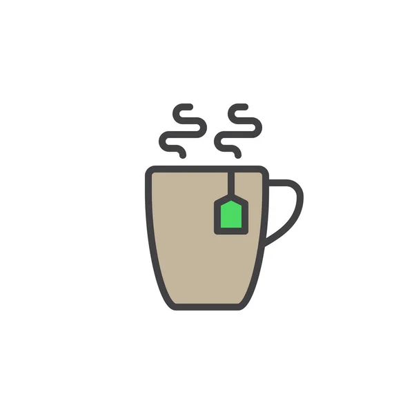 Hot Tea Cup Filled Outline Icon Line Vector Sign Linear - Stok Vektor