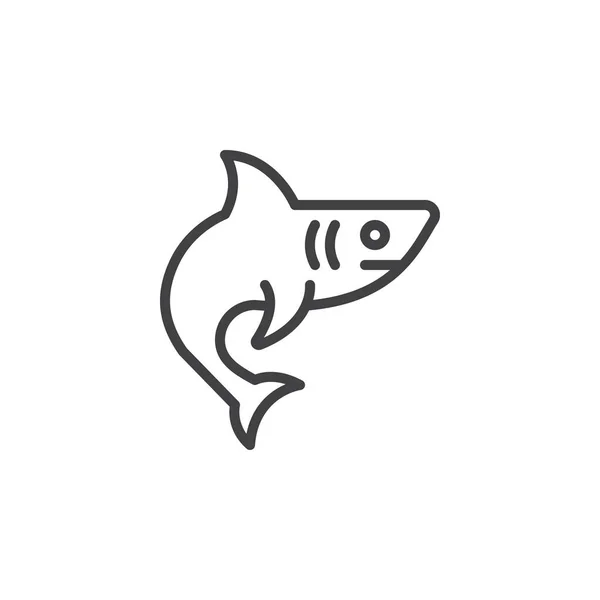 Tiburón Icono Línea Peces Signo Vector Contorno Pictograma Estilo Lineal — Archivo Imágenes Vectoriales