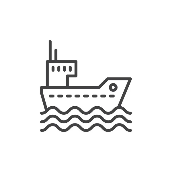 Lading Schip Lijn Pictogram Overzicht Vector Teken Lineaire Stijl Pictogram — Stockvector