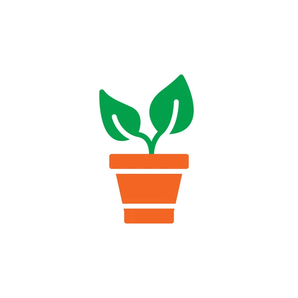 Plant Pot Pictogram Vector Gevulde Plat Bord Stevige Kleurrijke Pictogram — Stockvector