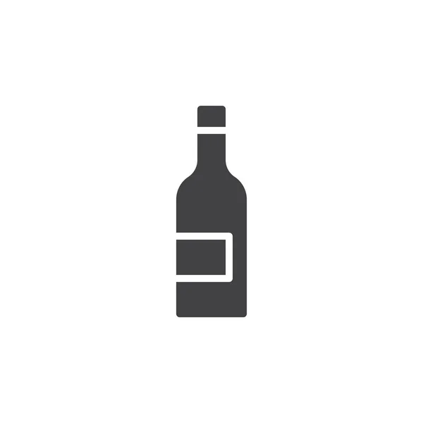 Butelka Wina Wektor Wypełnione Znak Płaskie Stałe Piktogram Białym Tle — Wektor stockowy