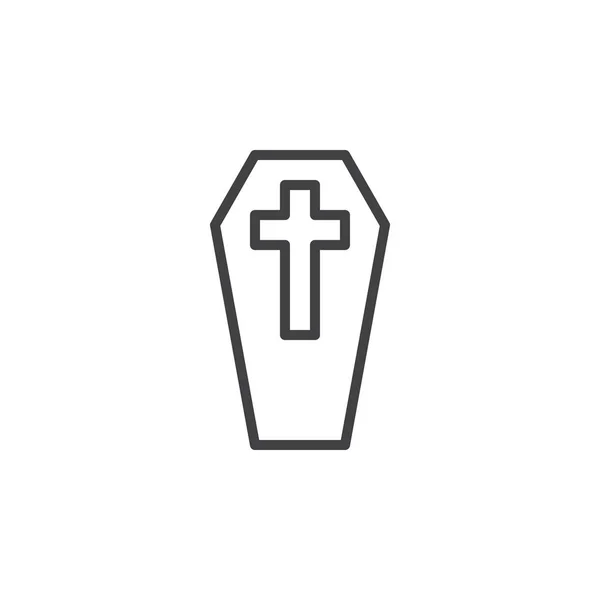 Coffin Con Icono Línea Cruzada Signo Vector Contorno Pictograma Estilo — Archivo Imágenes Vectoriales