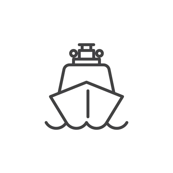 Gemi Tekne Satırı Simgesi Anahat Vektör Işareti Üzerinde Beyaz Izole — Stok Vektör
