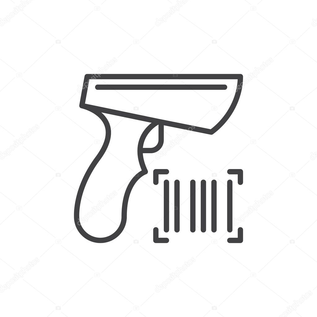Barcode scanner line icon, outline vector sign, linear style pictogram isolated on white. Symbol, logo illustration. Editable stroke. Pixel perfect