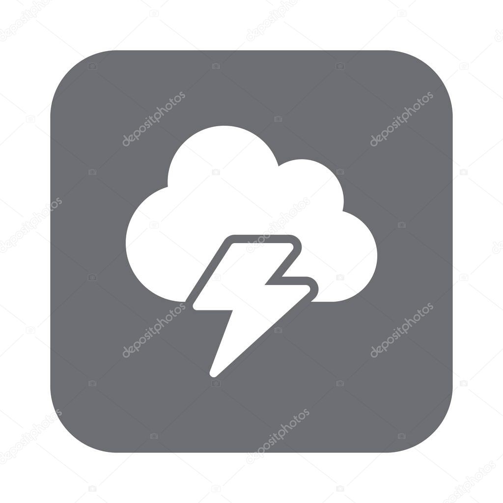 Cloud, lightning flat icon, filled vector sign, colorful pictogram on rounded square button isolated on white. Symbol, logo illustration. Flat design, pixel perfect
