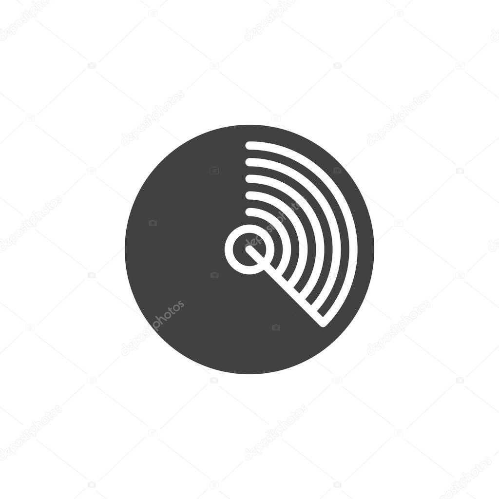 Radar icon vector, filled flat sign, solid pictogram isolated on white. Symbol, logo illustration. Pixel perfect