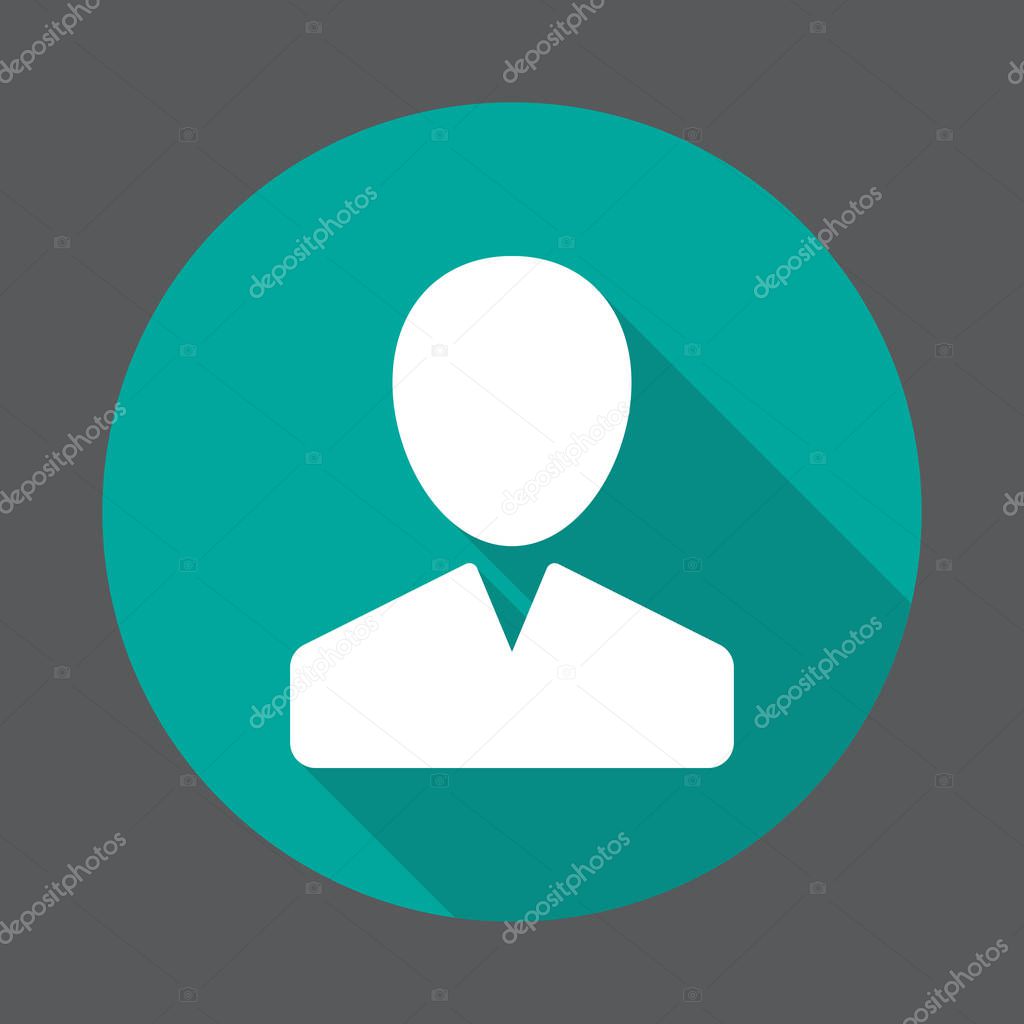 User, person flat icon. Round colorful button, circular vector sign with long shadow effect. Flat style design