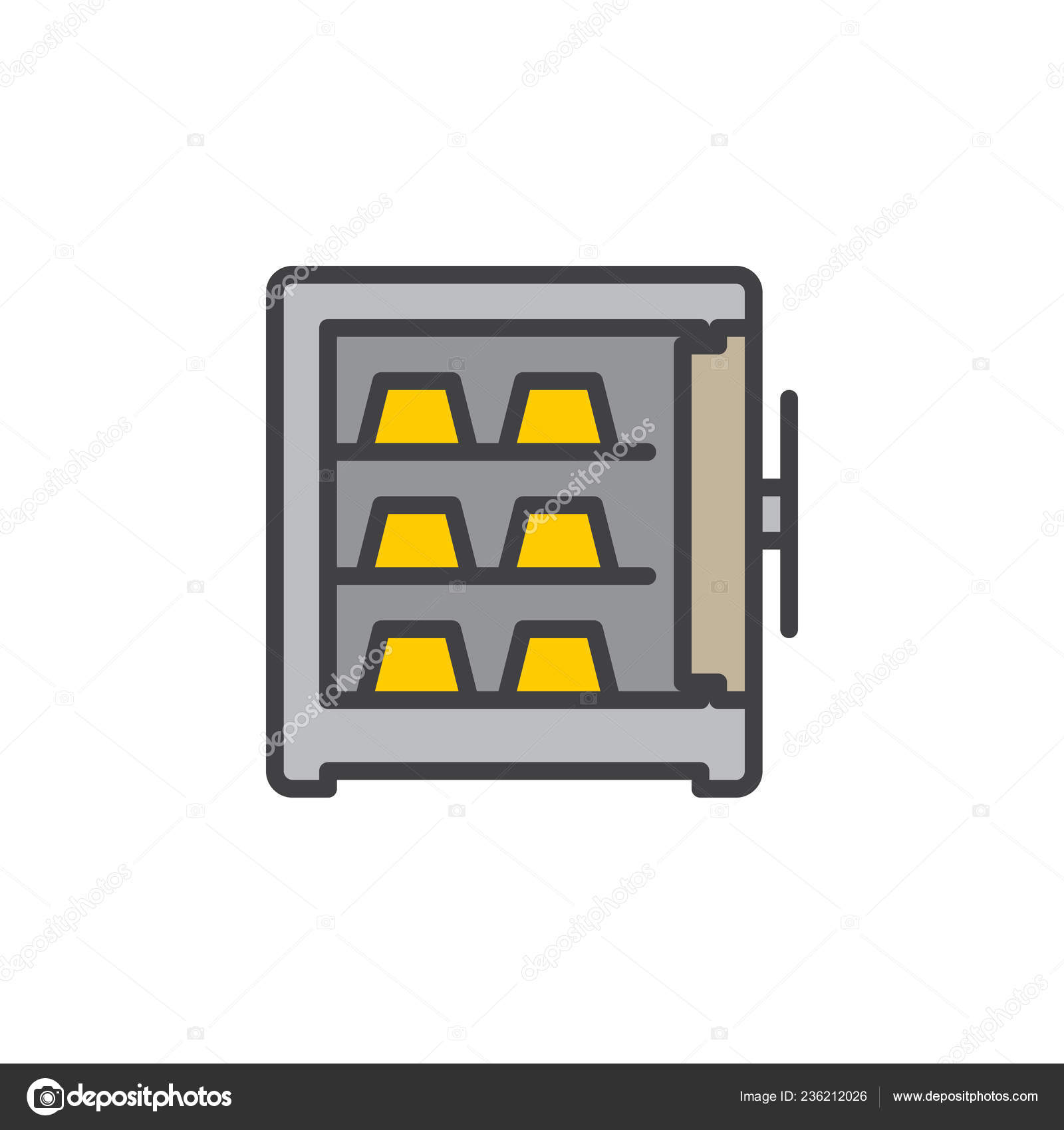Safe Full Gold Bars Line Icon Filled Outline Vector Sign Stock Vector Image by ©avicons 236212026