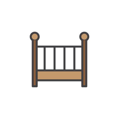 Yatağı, beşik doldurulmuş anahat simgesini, çizgi vektör işareti, doğrusal renkli sembol. Sembol, logo illüstrasyon. Piksel mükemmel