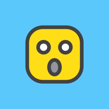 Yüz ile açık ağız emoji. Doldurulmuş anahat simgesini, renkli vektör ifade