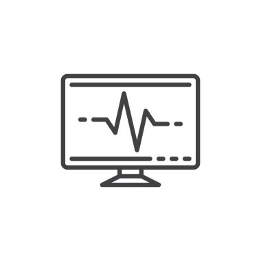 Ekran darbe anahat simgesini, çizgi vektör işareti, üzerinde beyaz izole doğrusal stil piktogram. Sembol, logo illüstrasyon. Düzenlenebilir inme. Piksel mükemmel