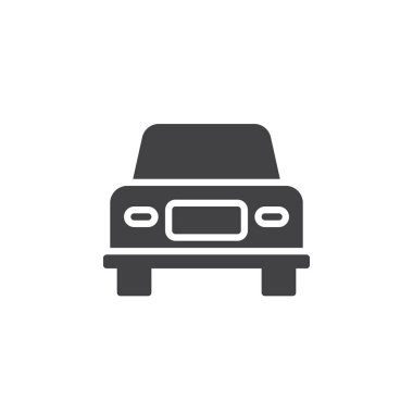 Araba, araç simge vektör, düz işareti, üzerinde beyaz izole katı piktogram dolu. Sembol, logo illüstrasyon. Piksel mükemmel