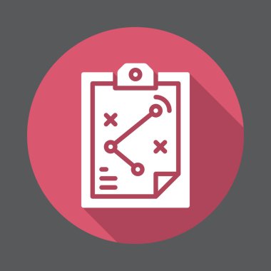 Strateji Kurulu düz simgesi. Renkli düğme dairesel vektör uzun gölge efekti ile oturum açın. Düz stil tasarım