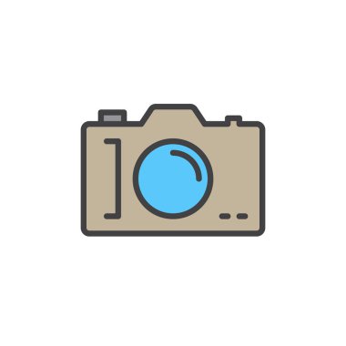 Fotoğraf makinesi doldurulmuş anahat simgesini, çizgi vektör işareti, doğrusal renkli sembol. Sembol, logo illüstrasyon. Piksel mükemmel