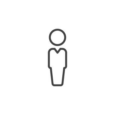 Kişi, Kullanıcı satırı simgesi, Anahat vektör işareti üzerinde beyaz izole doğrusal stil piktogram. Sembol, logo illüstrasyon. Düzenlenebilir inme. Piksel mükemmel