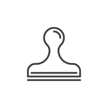 Lastik damgası satırı simgesi, Anahat vektör işareti üzerinde beyaz izole doğrusal stil piktogram. Sembol, logo illüstrasyon. Düzenlenebilir inme. Piksel mükemmel