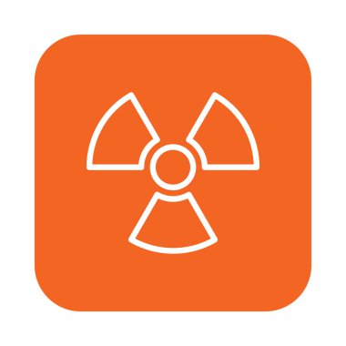 Radyasyon sembolü düz çizgi simgesi, doğrusal vektör tabelada renkli kare düğme üzerinde beyaz izole yuvarlanır. Logo illüstrasyon. Düz tasarım, piksel mükemmel