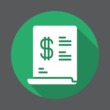 Satınalma siparişi düz simgesi. Renkli düğme dairesel vektör uzun gölge efekti ile oturum açın. Düz stil tasarım