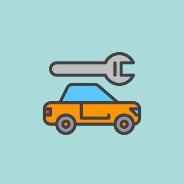 Araba servisi doldurulmuş anahat simgesini, çizgi vektör işareti, düz renkli sembol. Sembol, logo illüstrasyon. Piksel mükemmel