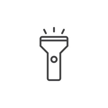 El feneri satırı simgesi, Anahat vektör işareti üzerinde beyaz izole doğrusal stil piktogram. Sembol, logo illüstrasyon. Düzenlenebilir inme. Piksel mükemmel