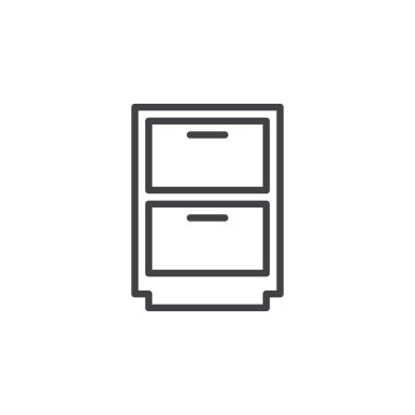 Kabine, arşiv satırı simgesi, Anahat vektör işareti üzerinde beyaz izole doğrusal stil piktogram. Sembol, logo illüstrasyon. Düzenlenebilir inme. Piksel mükemmel