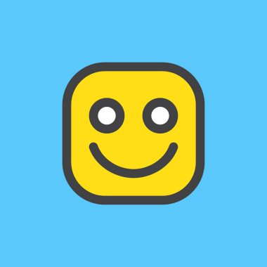 Gülümseyen, mutlu yüz emoji. Doldurulmuş anahat simgesini, renkli vektör ifade