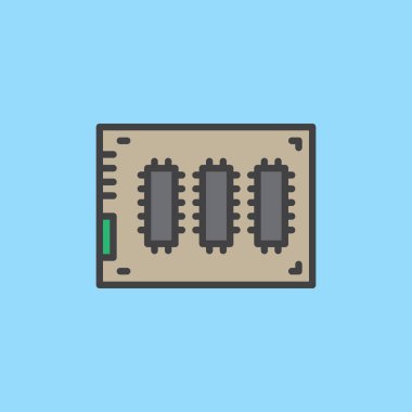 SSD, katı hal sürücü anahat simgesini, renkli vektör işareti dolu.