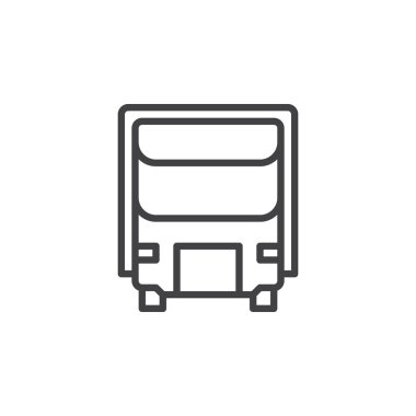 Teslimat, nakliye kamyonu satırı simgesi, Anahat vektör işareti üzerinde beyaz izole doğrusal stil piktogram. Kamyon sembol, logo illüstrasyon. Düzenlenebilir inme. Piksel mükemmel