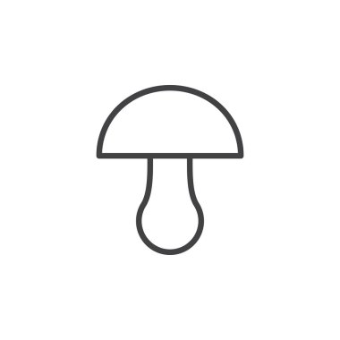 Mantar satırı simgesi, vektör işareti, anahat üzerinde beyaz izole doğrusal stil piktogram. Sembol, logo illüstrasyon. Düzenlenebilir inme. Piksel mükemmel