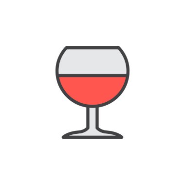 Alkol içecek, şarap kadehi anahat simgesini, çizgi vektör işareti, doğrusal renkli sembol dolu. Sembol, logo illüstrasyon. Piksel mükemmel