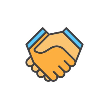 El sıkışma doldurulmuş anahat simgesini, vektör işareti, ortaklık renkli resimde