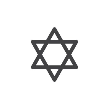 Davut'un Yıldızı simge vektör, düz işareti, üzerinde beyaz izole katı piktogram dolu. Sembol, logo illüstrasyon. Piksel mükemmel