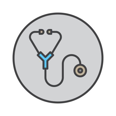 Dolu stetoskop anahat simgesini, renkli vektör işareti, dairesel düz piktogram yuvarlak. Sembol, logo illüstrasyon